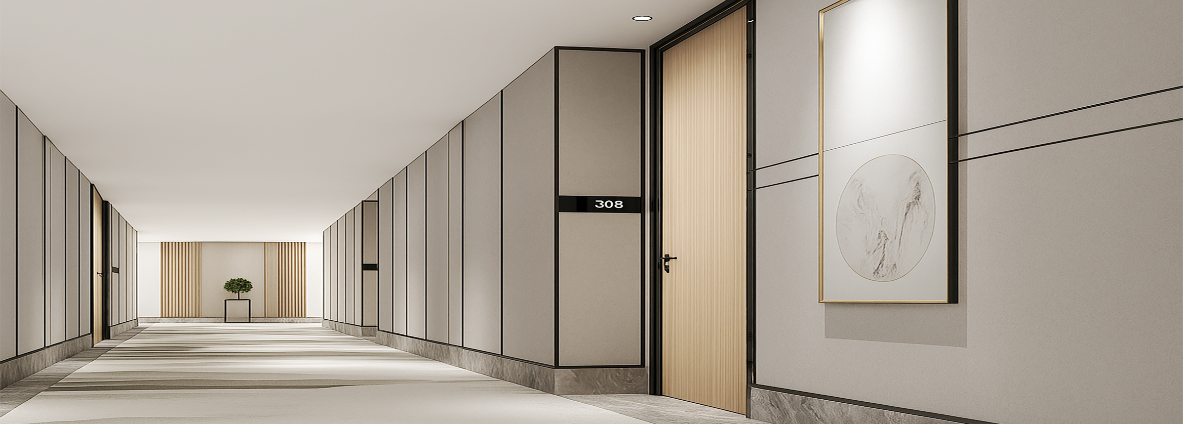 Hotel wooden door